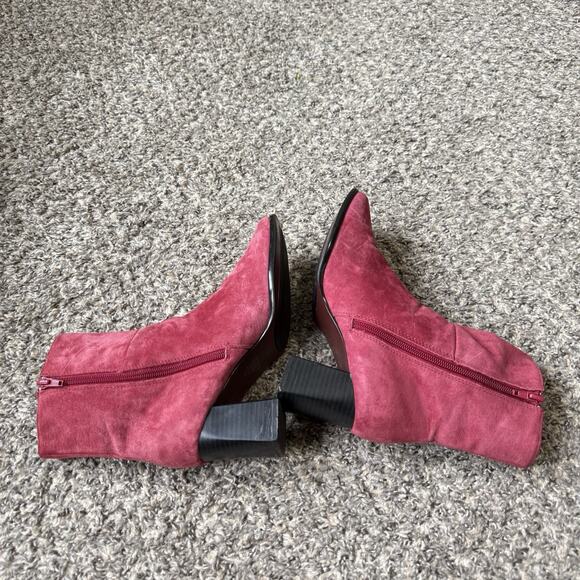 VTG Y2K Chadwick’s Boots Red Suede Leather Square Toe Block Heel Size 8 M Retro - Picture 10 of 11
